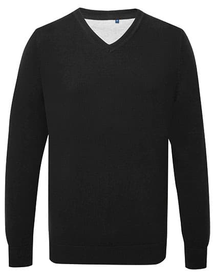 Men´s Cotton Blend V Neck Sweater — Black