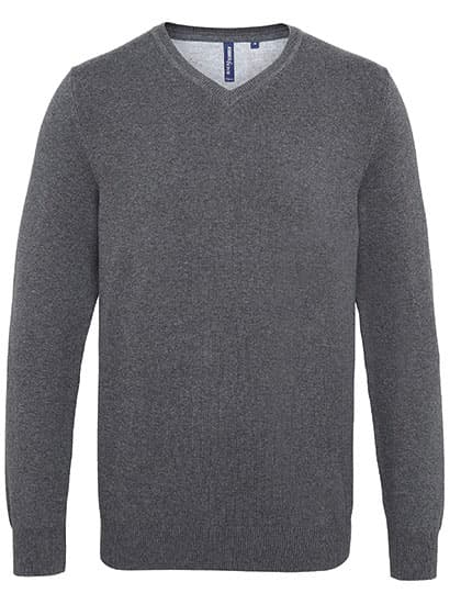 Men´s Cotton Blend V Neck Sweater — Charcoal