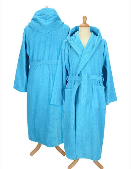 Bathrobe With Hood — Aqua Blue