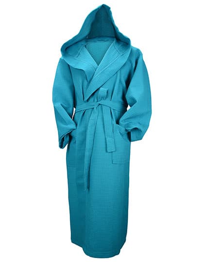 Robezz® Waffle Bathrobe With Hood — Deep Blue