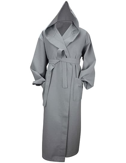 Robezz® Waffle Bathrobe With Hood — Light Grey