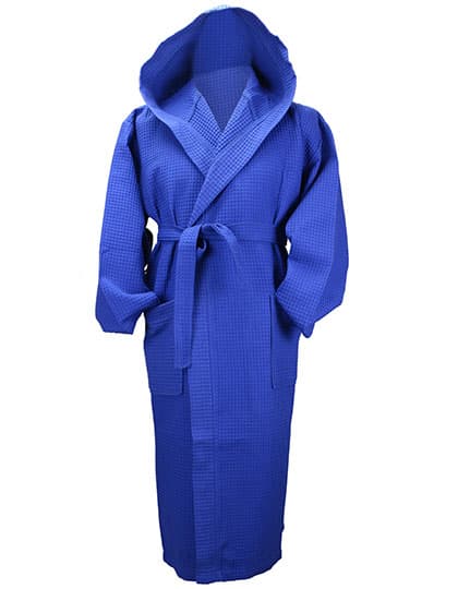 Robezz® Waffle Bathrobe With Hood — True Blue
