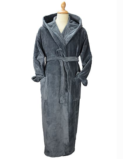 DeLuxe Velour Bathrobe with hood — Dark Grey