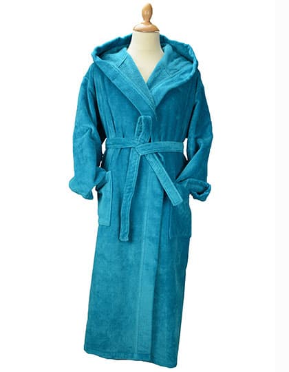 DeLuxe Velour Bathrobe with hood — Deep Blue
