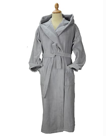 DeLuxe Velour Bathrobe with hood — Light Grey