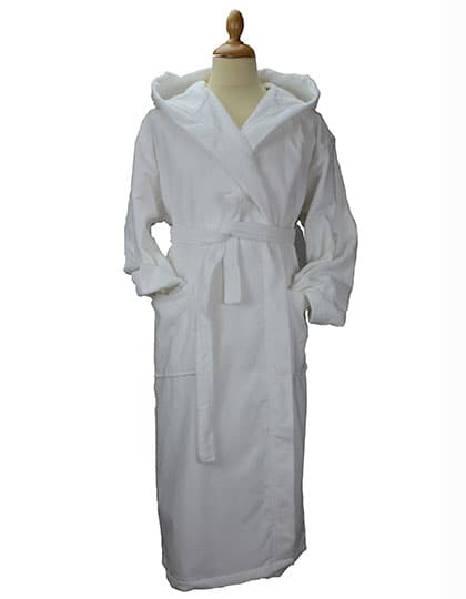 DeLuxe Velour Bathrobe with hood — True White
