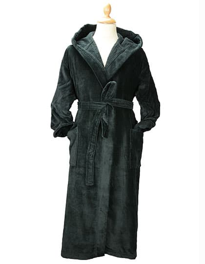 DeLuxe Velour Bathrobe with hood — Very Black