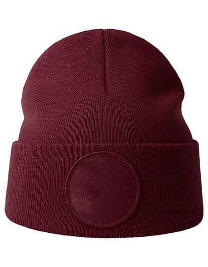 Wind-S Circular Patch Beanie — Burgundy