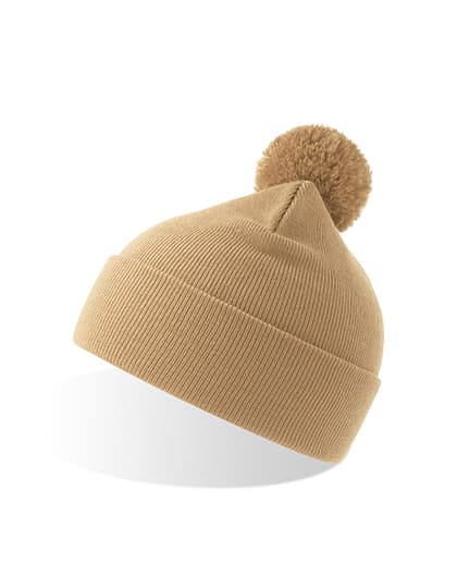 Wind-S Beanie with Pompom — Beige