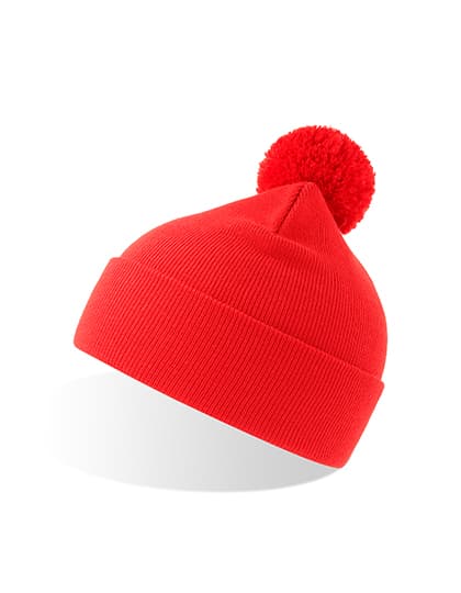 Wind-S Beanie with Pompom — Red