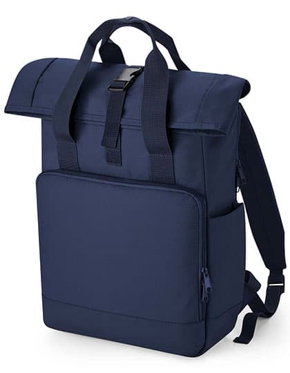 Recycled Twin Handle Roll-Top Laptop Backpack — Navy Dusk