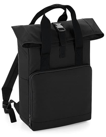 Twin Handle Roll-Top Backpack — Black