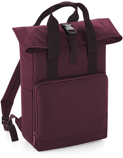 Twin Handle Roll-Top Backpack — Burgundy