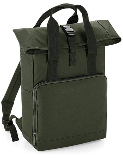 Twin Handle Roll-Top Backpack — Olive Green
