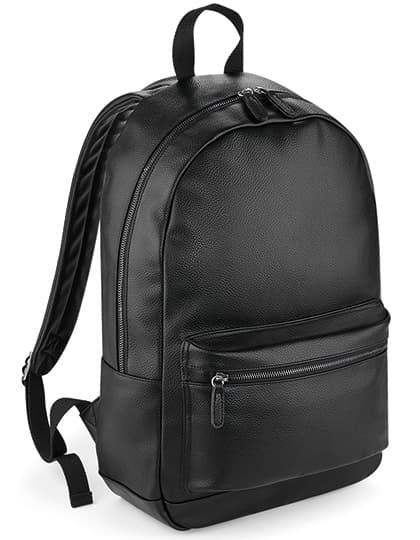 Faux Leather Fashion Backpack — Black