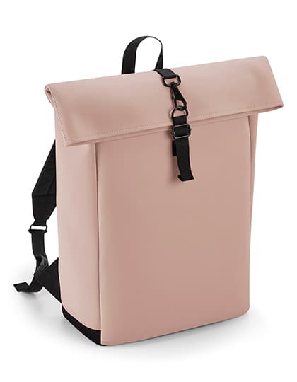 Matte PU Roll-Top Backpack — Nude Pink