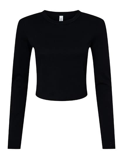 Women´s Micro Rib Long Sleeve Baby Tee — Solid Black Blend