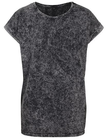 Ladies´ Acid Washed Extended Shoulder Tee — Darkgrey White