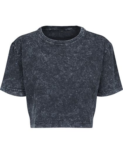 Ladies´ Acid Washed Cropped Tee — Darkgrey White