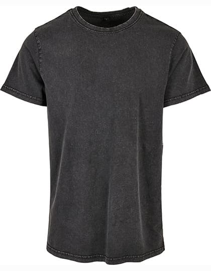 Acid Washed Round Neck Tee — Black
