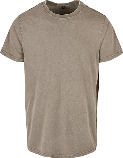 Acid Washed Round Neck Tee — Dark Khaki