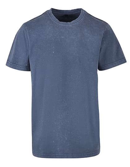 Acid Washed Round Neck Tee — Vintage Blue