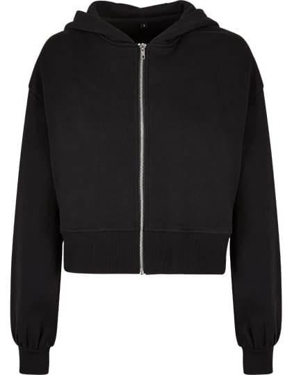 Ladies Short Oversized Zip Jacket — Black