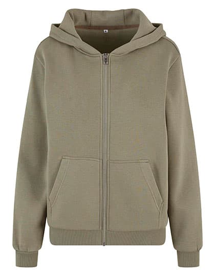 Ladies Fluffy Zip Hoody — Pale Olive
