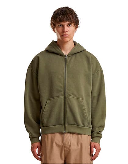 Vintage Heavy Zip Hoodie — Warm Khaki