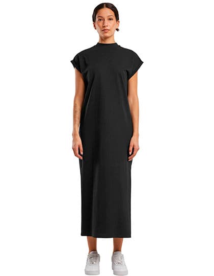 Ladies Long Extended Shoulder Dress — Black