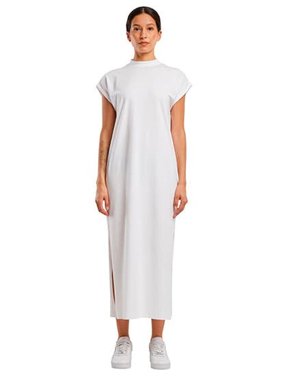 Ladies Long Extended Shoulder Dress — White
