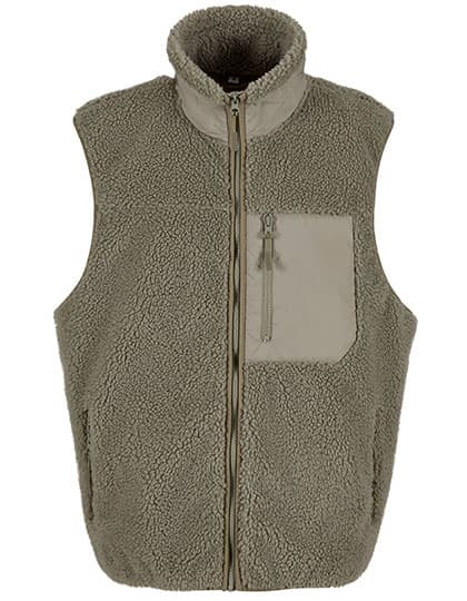 Bonded Sherpa Vest — Pale Olive