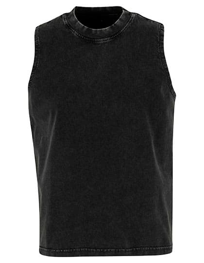 Ladies Vintage Washed Sleeveless Tee — Black