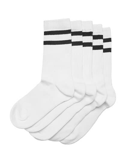 Double Stripe Socks (5-Pack) — White
