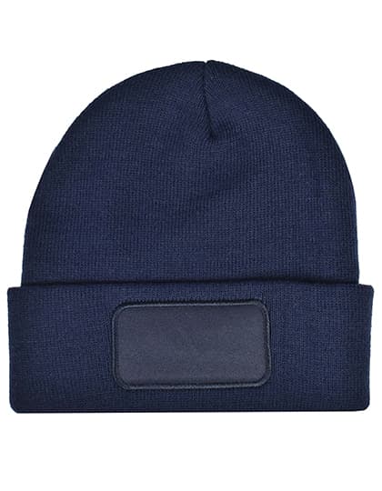 Strickmütze mit Patch — Navy