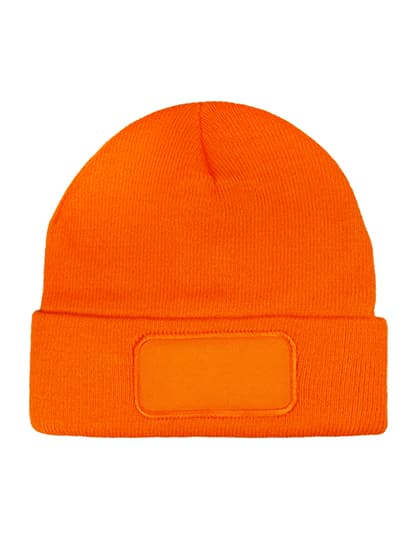 Strickmütze mit Patch — Orange