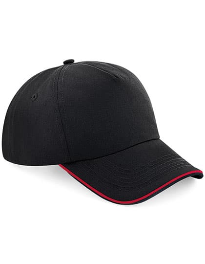 Authentic 5 Panel Cap - Piped Peak — Black