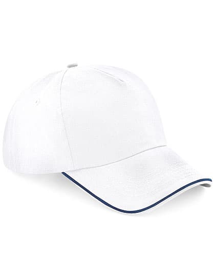 Authentic 5 Panel Cap - Piped Peak — White