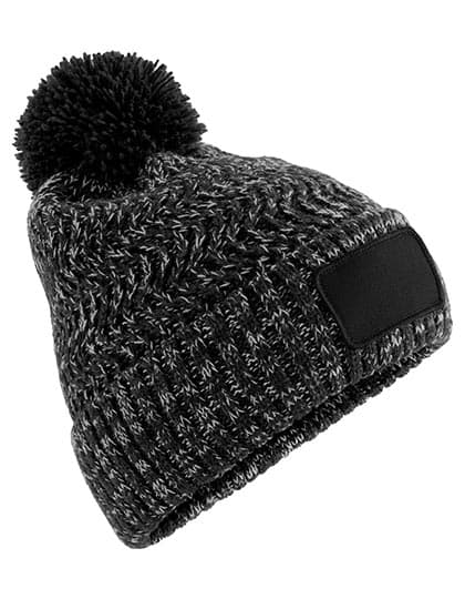 Ramble Patch Pom Beanie — Black Twist