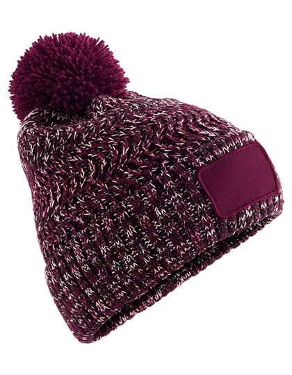 Ramble Patch Pom Beanie — Burgundy Twist