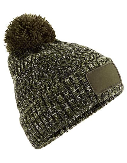 Ramble Patch Pom Beanie — Moss Green Twist
