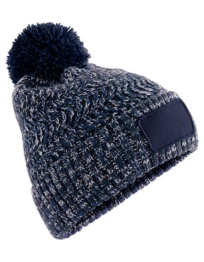 Ramble Patch Pom Beanie — Steel Blue
