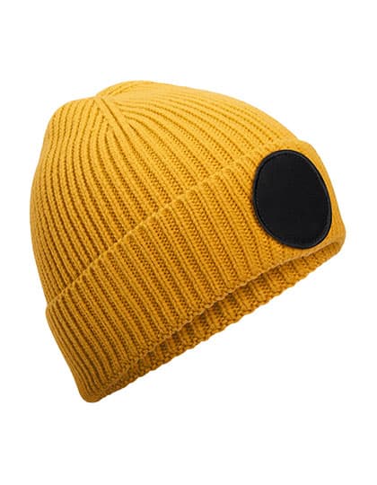 Circular Fashion Patch Beanie — Mustard