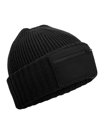 Zip Patch Beanie — Black