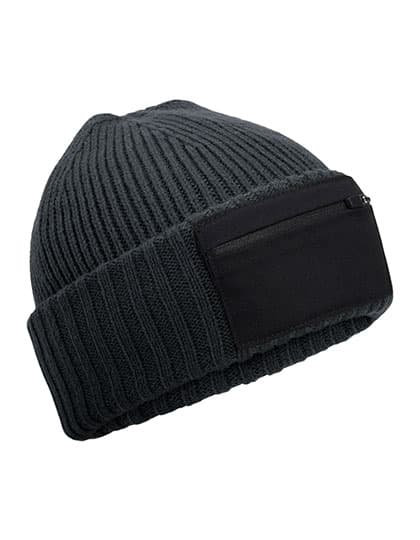 Zip Patch Beanie — Graphite Grey
