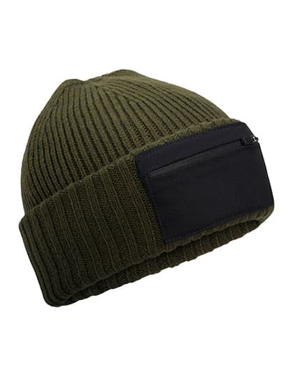 Zip Patch Beanie — Military Green