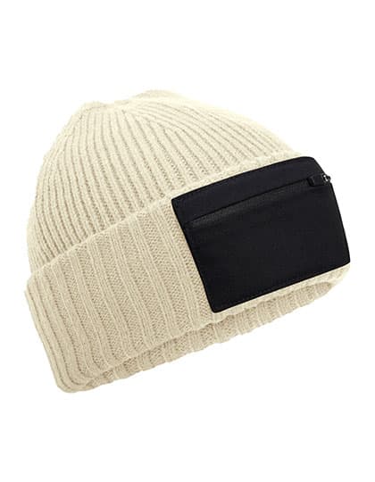 Zip Patch Beanie — Sand