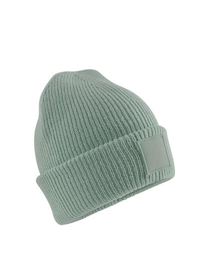 Kids Deep Cuffed Tonal Patch Beanie — Dusty Green