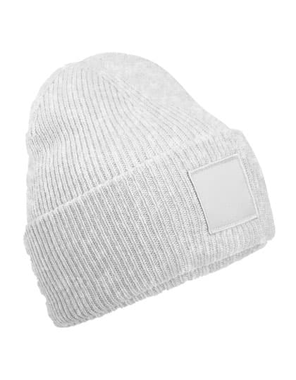Deep Cuffed Tonal Patch Beanie — Cloud Grey