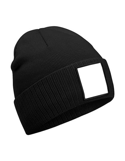 Appliqué Patch Beanie — Black
